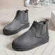 Women's winter ankle boots with faux fur lining and elastic side panels