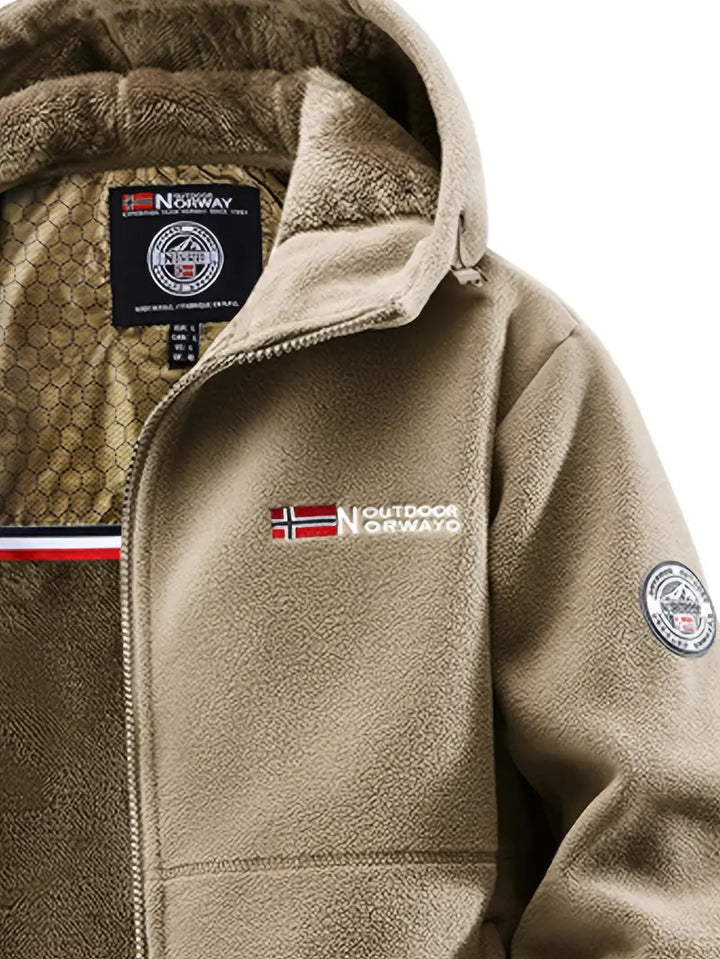 Men's hooded textured jacket with full zip and front pockets