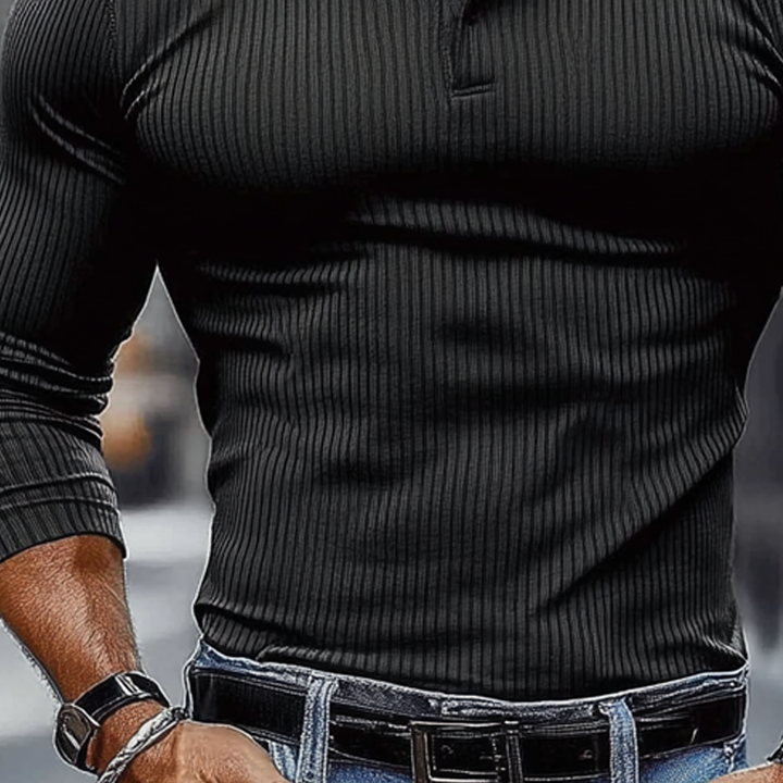 Dexter | Men's Striped Long Sleeve Polo Shirt