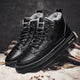 Men's lace-up ankle boots with side zipper and fur-textured lining