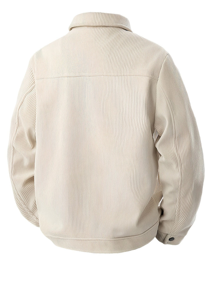 Men's corduroy utility jacket with pointed collar, button fastening and multiple pockets