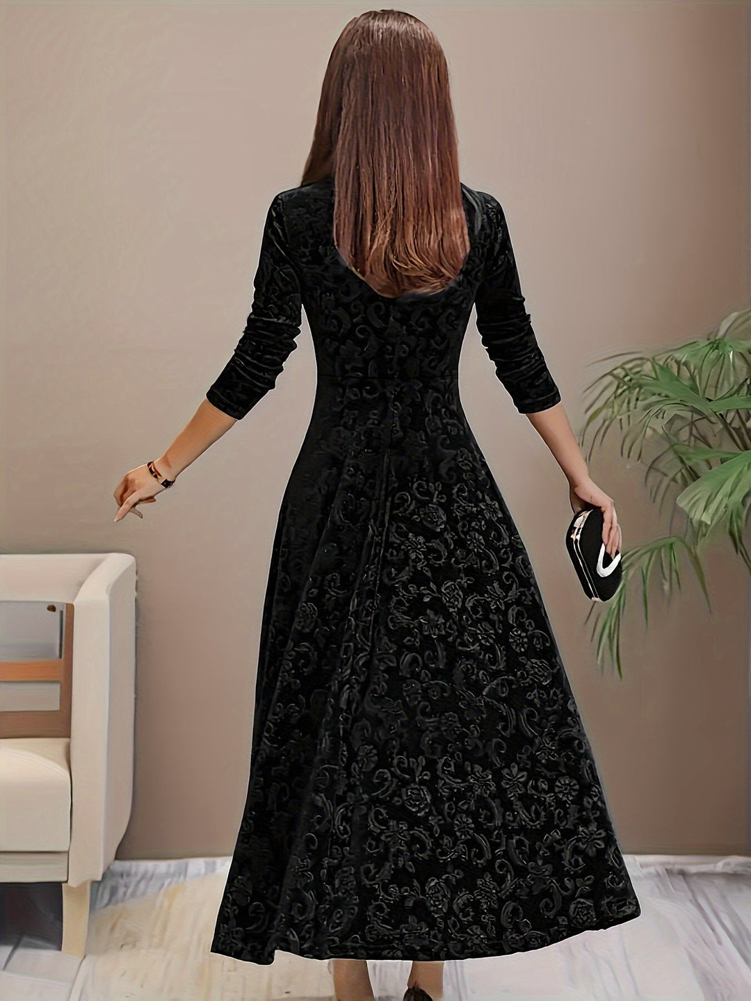 Bethany | Women’s Graceful Floral Design Midi Dress - Image 9