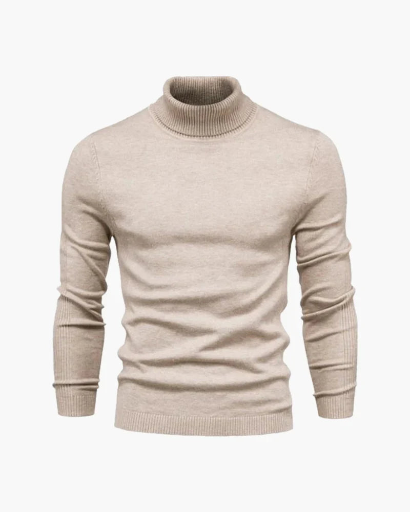 Men's long-sleeve ribbed turtleneck jumper in multiple colours