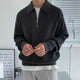 Men's ribbed collared half-zip sweater with long sleeves