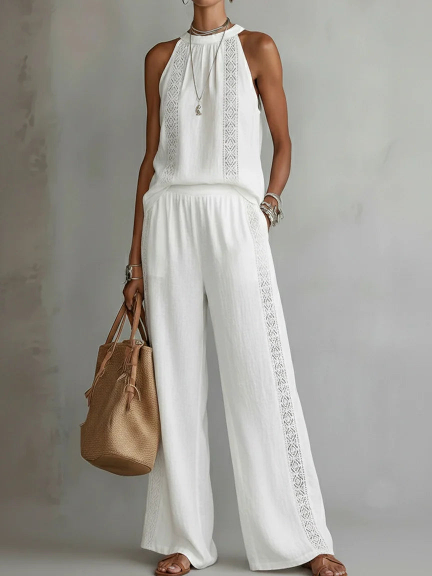 Women's two-piece halter-neck linen set