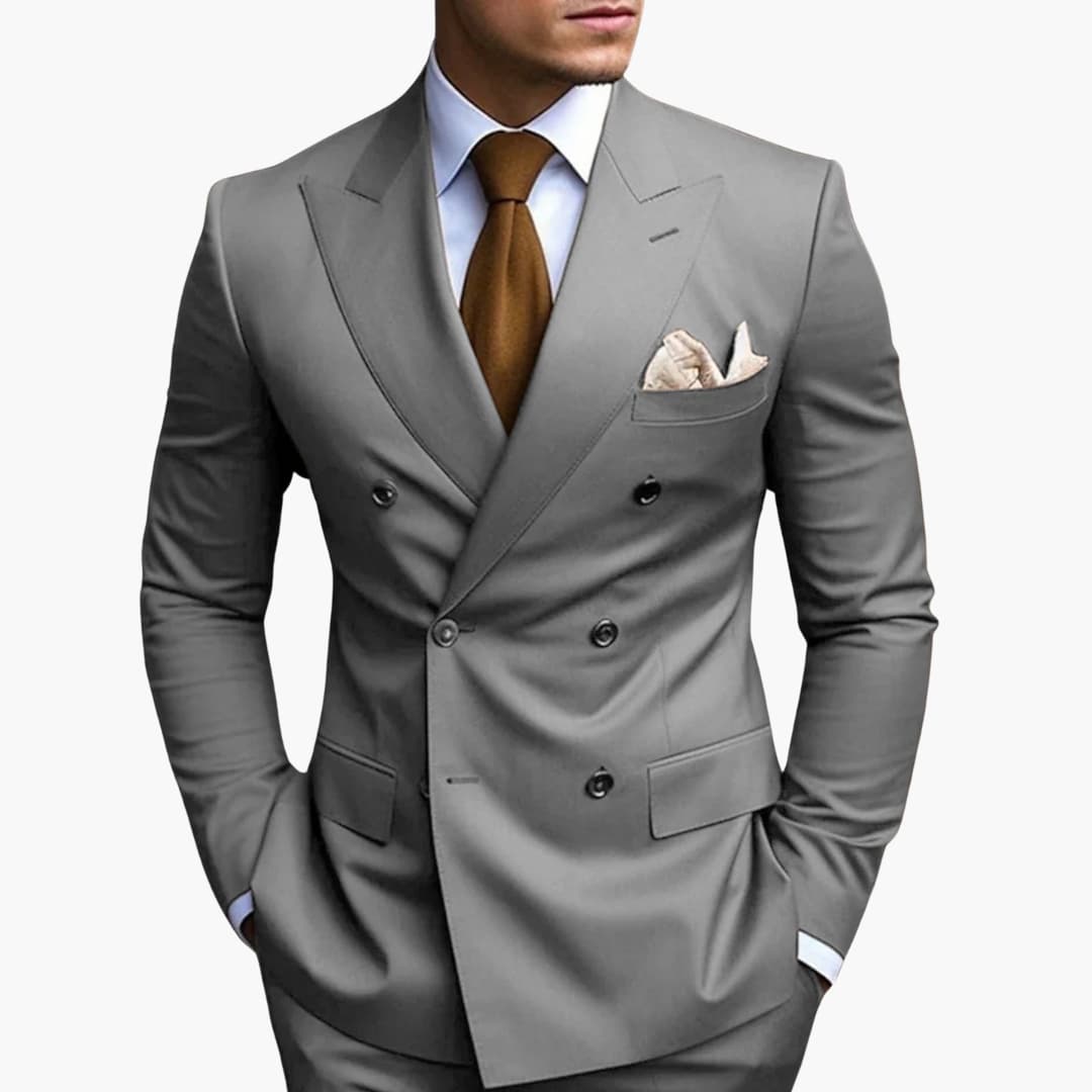Brandon | Men's Double Breasted Suit Set with Notched Lapel and Trouser