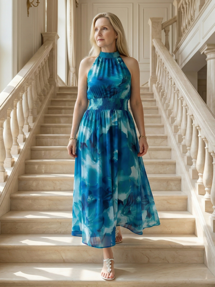 Sylin | Gathered Halter Midi Dress for Women - Image 17