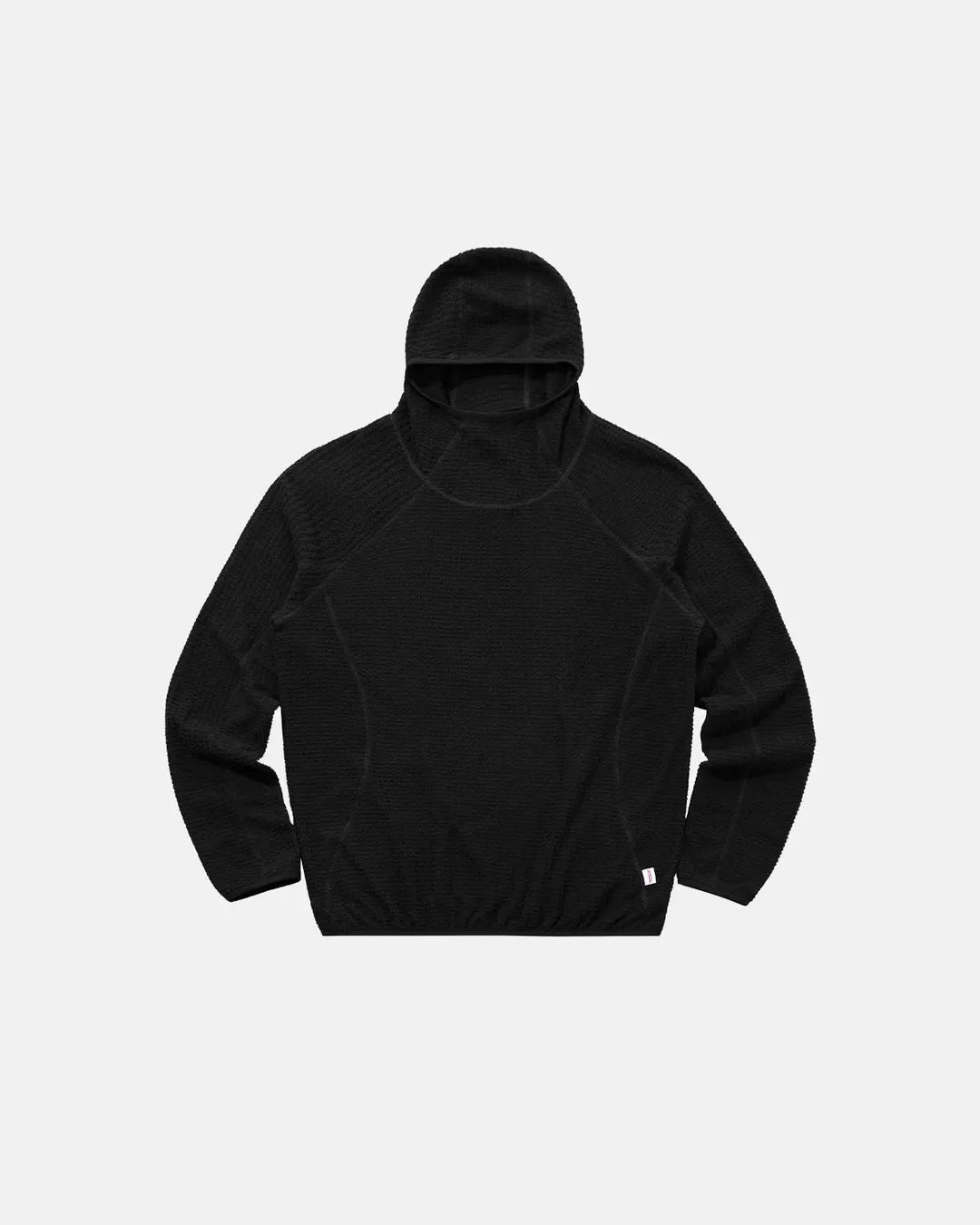 Unisex long-sleeve grid texture hoodie with attached hood and elasticated hem