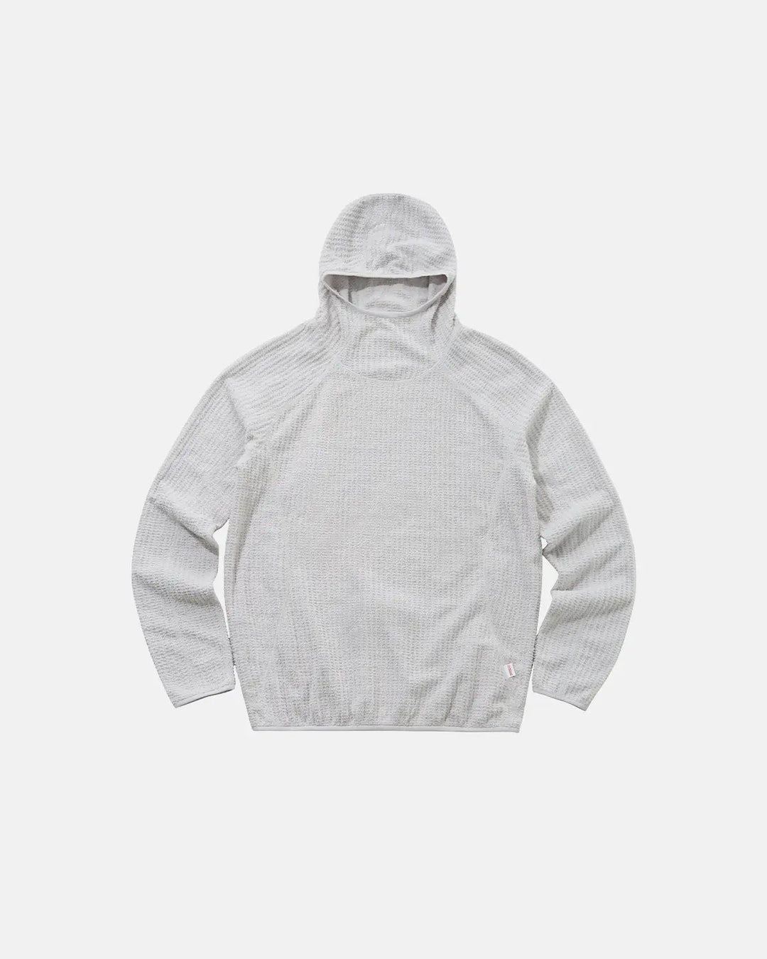 Unisex long-sleeve grid texture hoodie with attached hood and elasticated hem