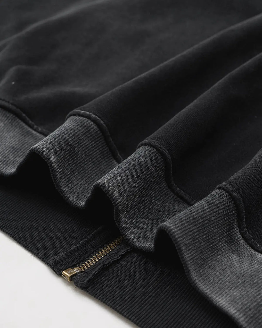 Men's black zip-up hoodie with white chest and sleeve stripes
