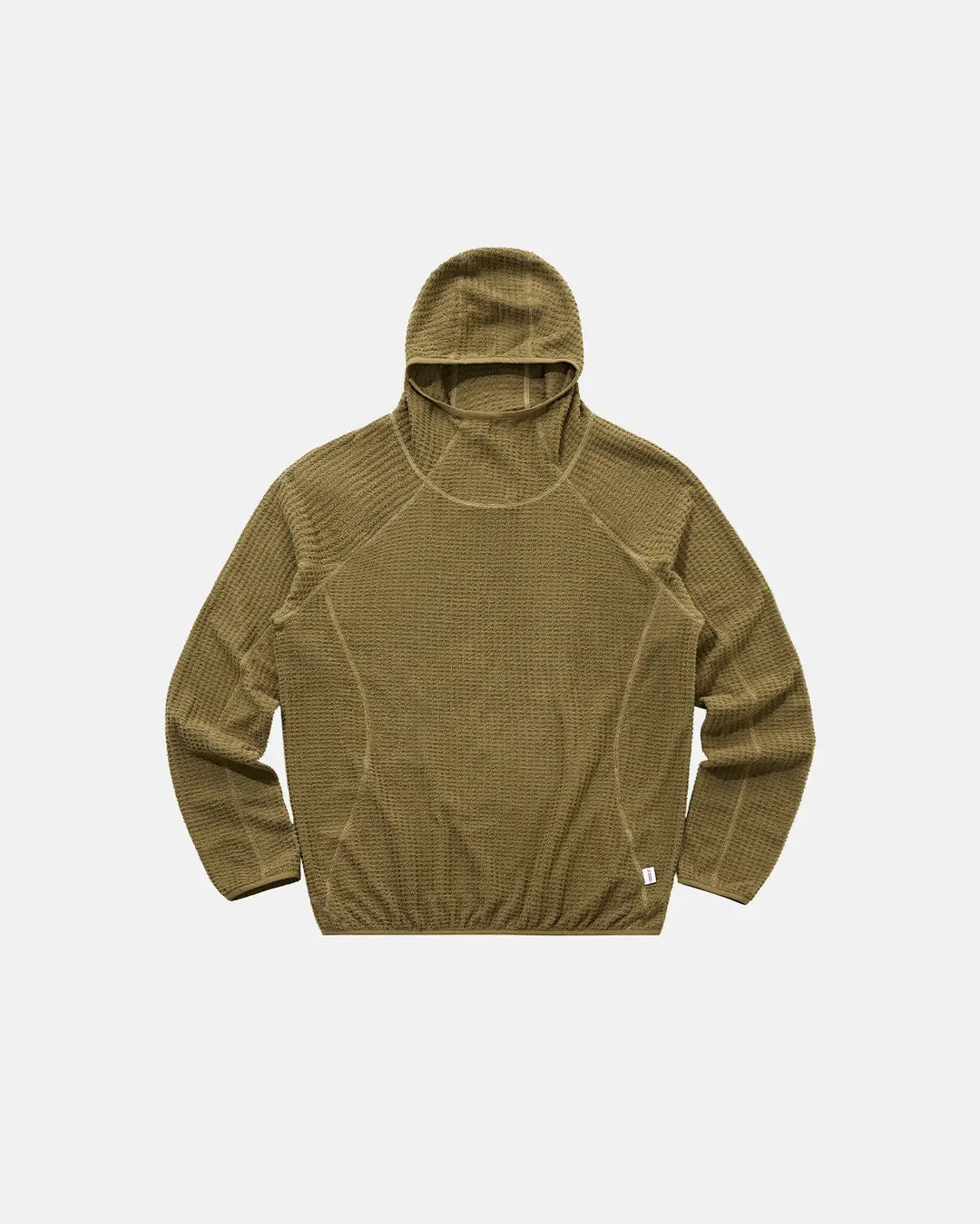 Unisex long-sleeve grid texture hoodie with attached hood and elasticated hem
