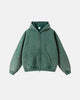 Washed distressed zip-up hoodies with hoods, long sleeves and front pouch pockets