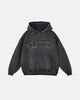 Men's dark grey graphic hoodie with hood, long sleeves and front pouch pocket