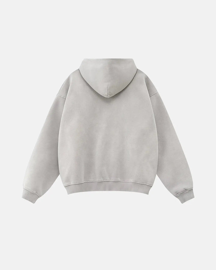 Graphic zip-up hoodie with hood and front pockets