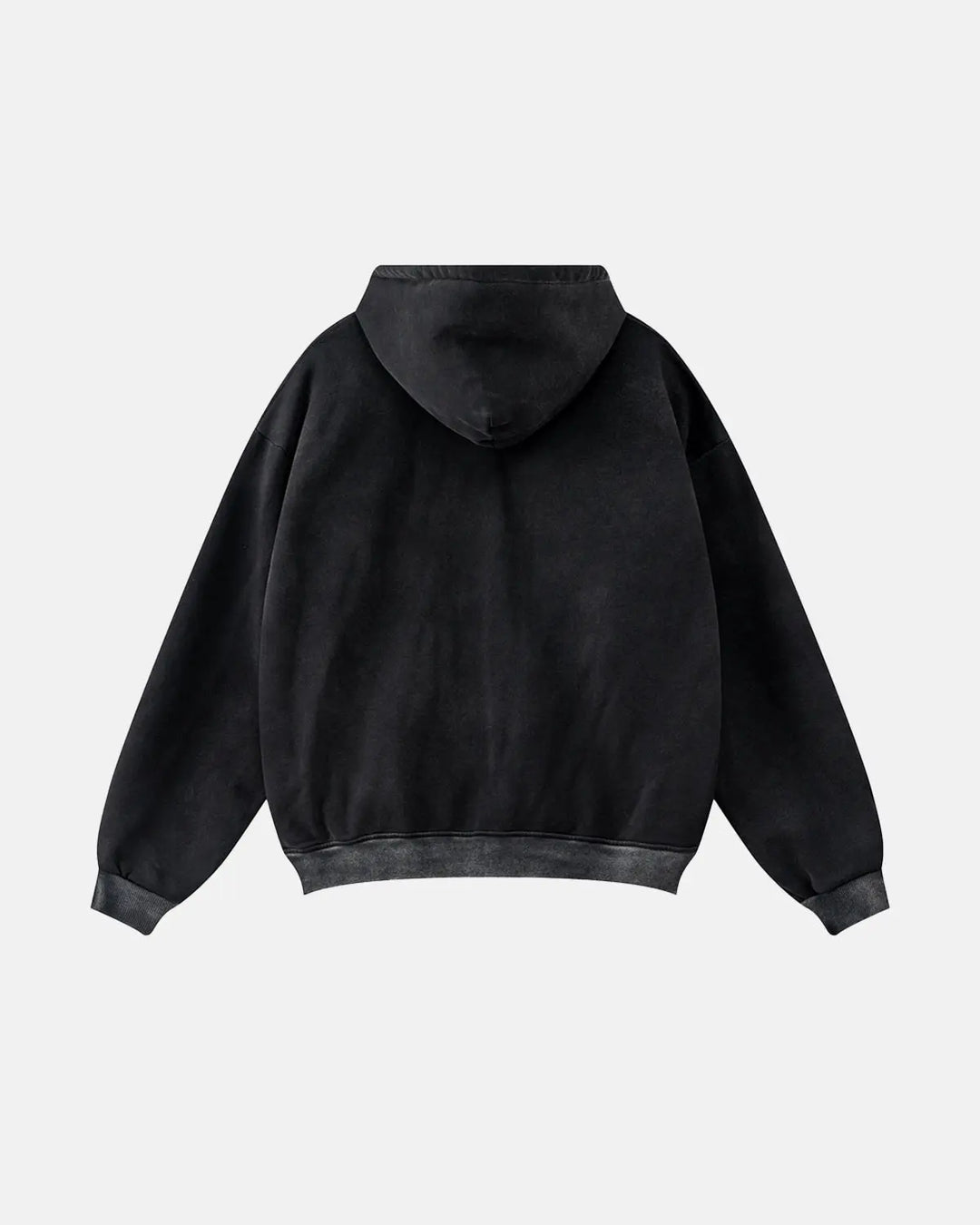 Men's black zip-up hoodie with white chest and sleeve stripes
