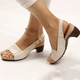 Women's Block Heel Slingback Sandals with Buckle Strap
