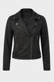 Women's cropped biker jacket with notched lapels, long sleeves and zipped pockets