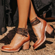 Women's ankle boots with three buckle straps and block heels