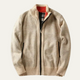 Men's chunky knit zip jacket with mock neck and ribbed trims