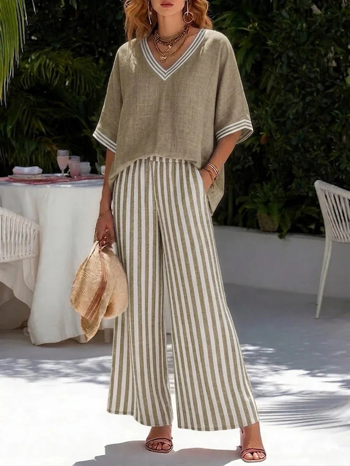 Women's two-piece striped linen set