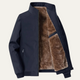 Men's fleece-lined jacket with stand collar and front zipper