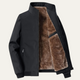 Men's fleece-lined jacket with stand collar and front zipper