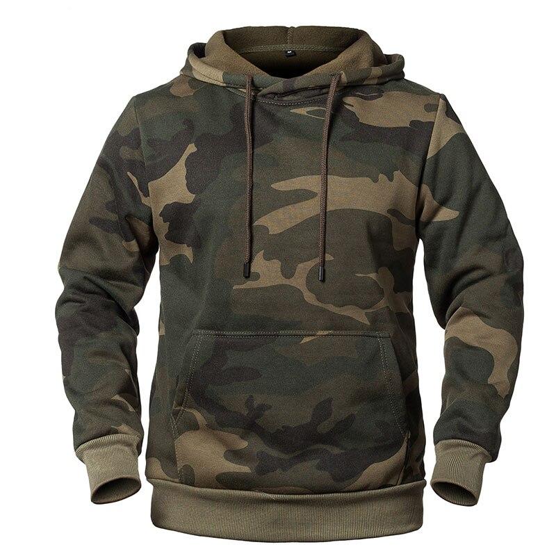 Unisex camouflage hoodie with drawstring hood, long sleeves and front kangaroo pocket