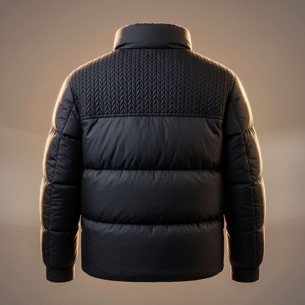 Men's quilted puffer jacket with high collar and flap pockets