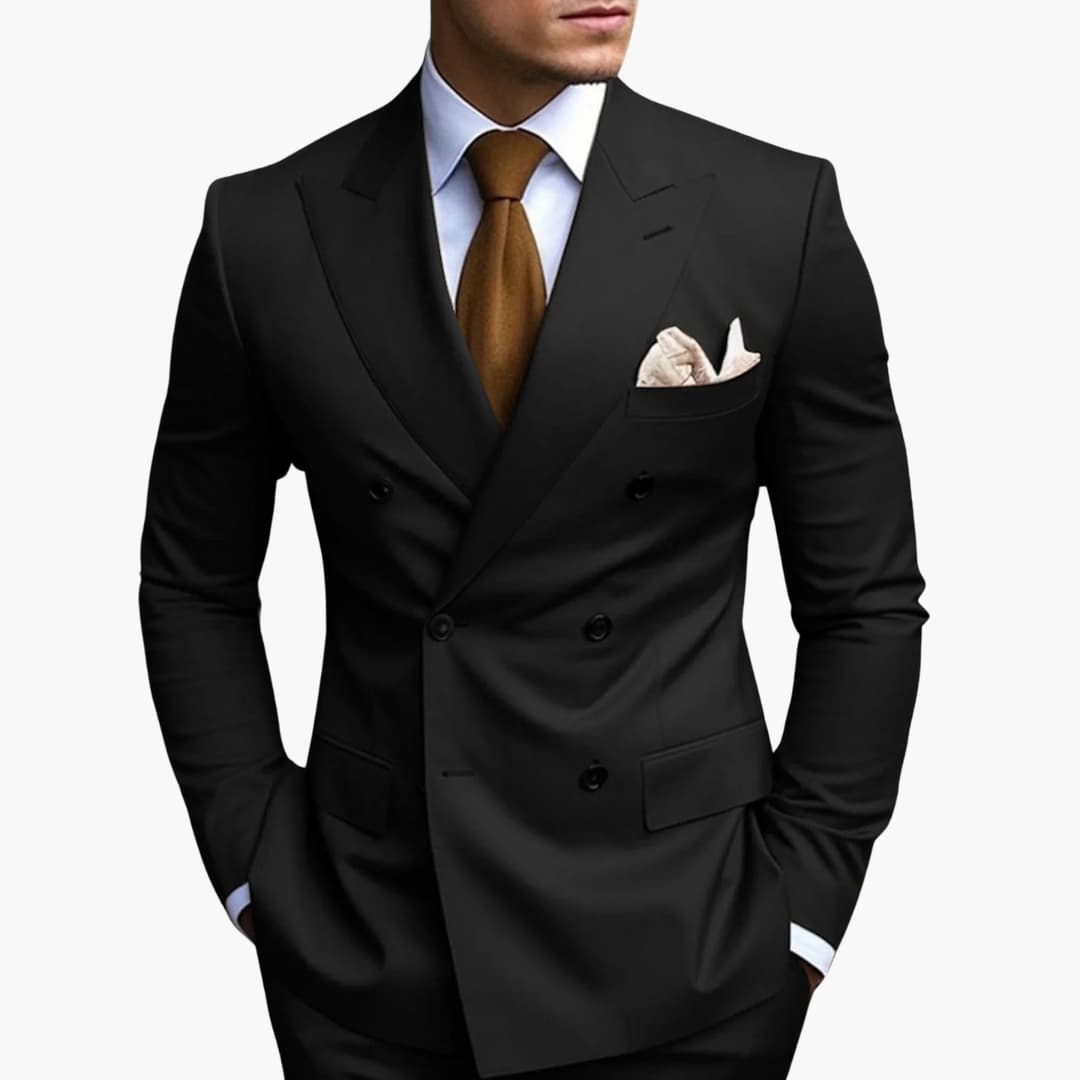Brandon | Men's Double Breasted Suit Set with Notched Lapel and Trouser
