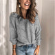 Women's openwork knit sweater with round neck and dropped shoulders