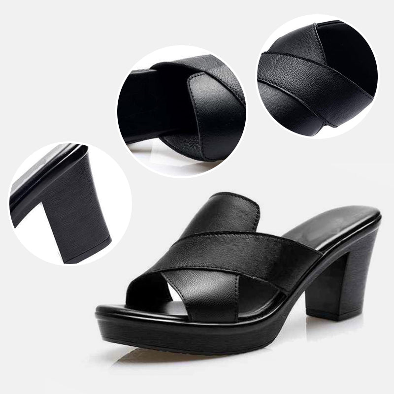 Women's Comfort Heeled Sandals — All-Day Block Heel Dress Sandals