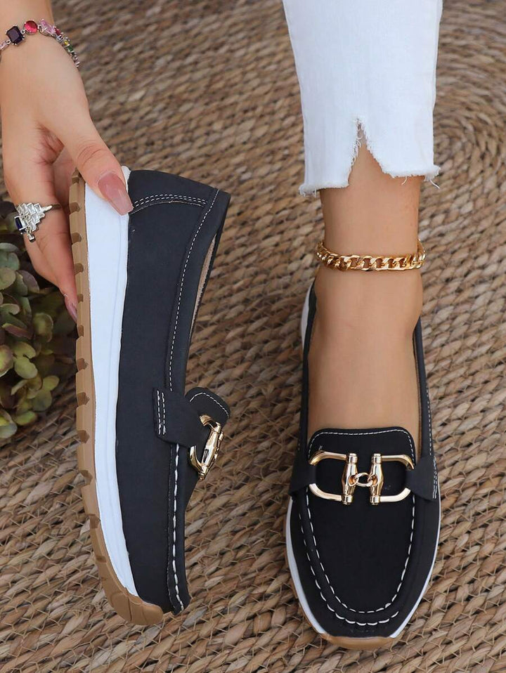 Hazzie | Women's Chain Bit Slip-On Loafers Casual Flat Shoes