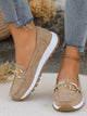 Women's Beige Loafer, Horsebit Detail, White Sole