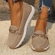 Women's flat loafers with metal buckle detail and round toes