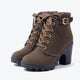 Women's lace-up heeled ankle boots with buckle straps