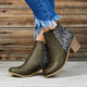 Women's ankle boots with glitter side panels and chunky block heels