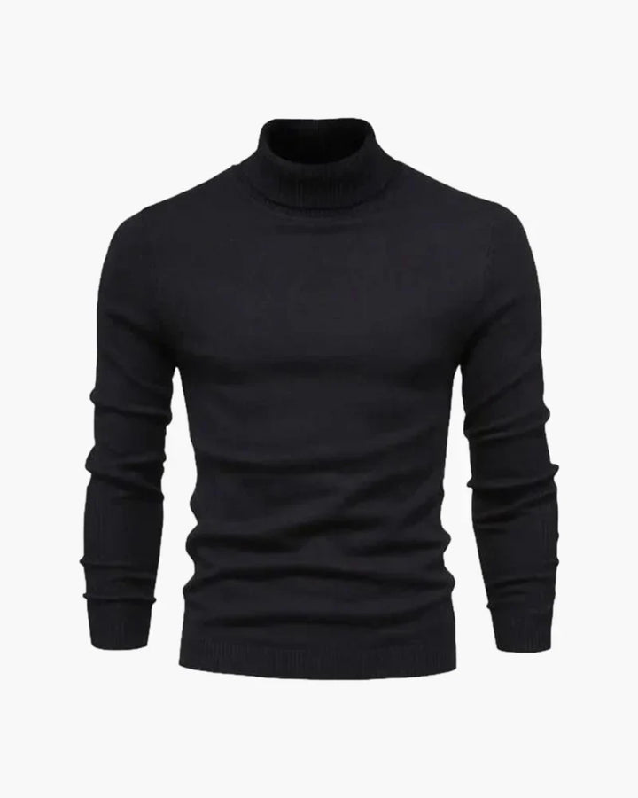 Men's long-sleeve ribbed turtleneck jumper in multiple colours