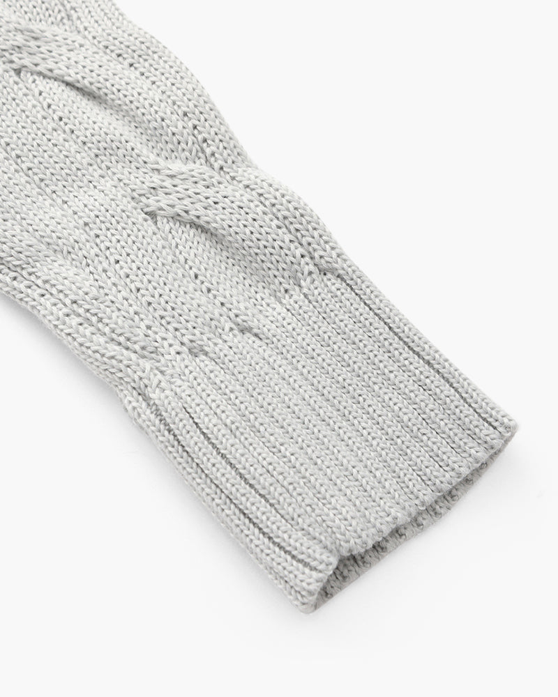 Men's cable knit half-zip sweater with stand collar
