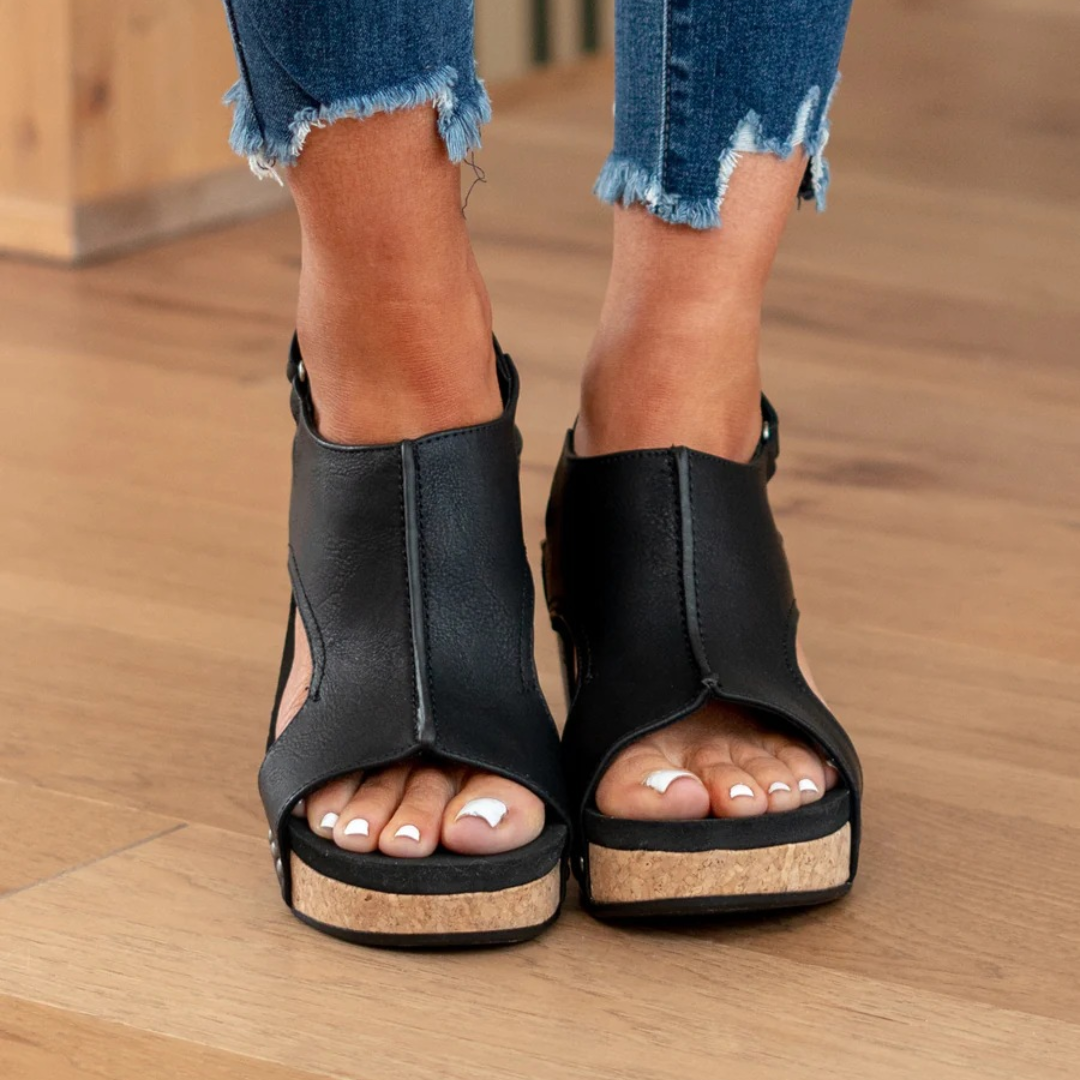 Linda | Suede Wedge Sandals - Image 5