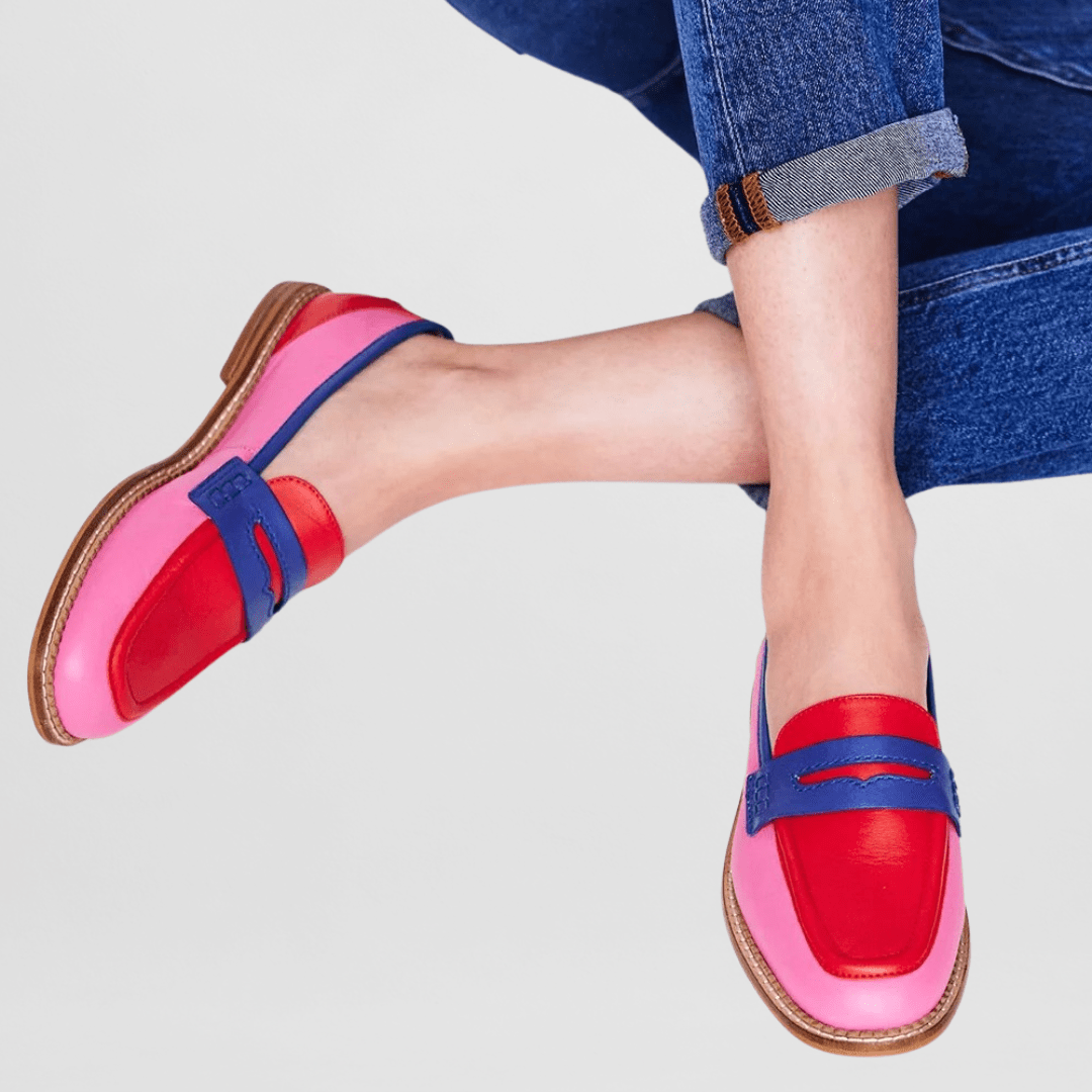 Women's Colour-Block Loafers, Pink Navy Red