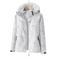 Women's hooded leaf print windbreaker jacket with zipped pockets