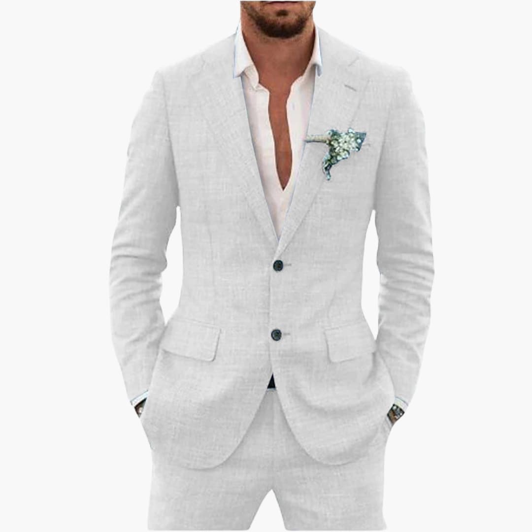 Eric | Men's Linen Two Piece Suit Set with Button Blazer and Pants