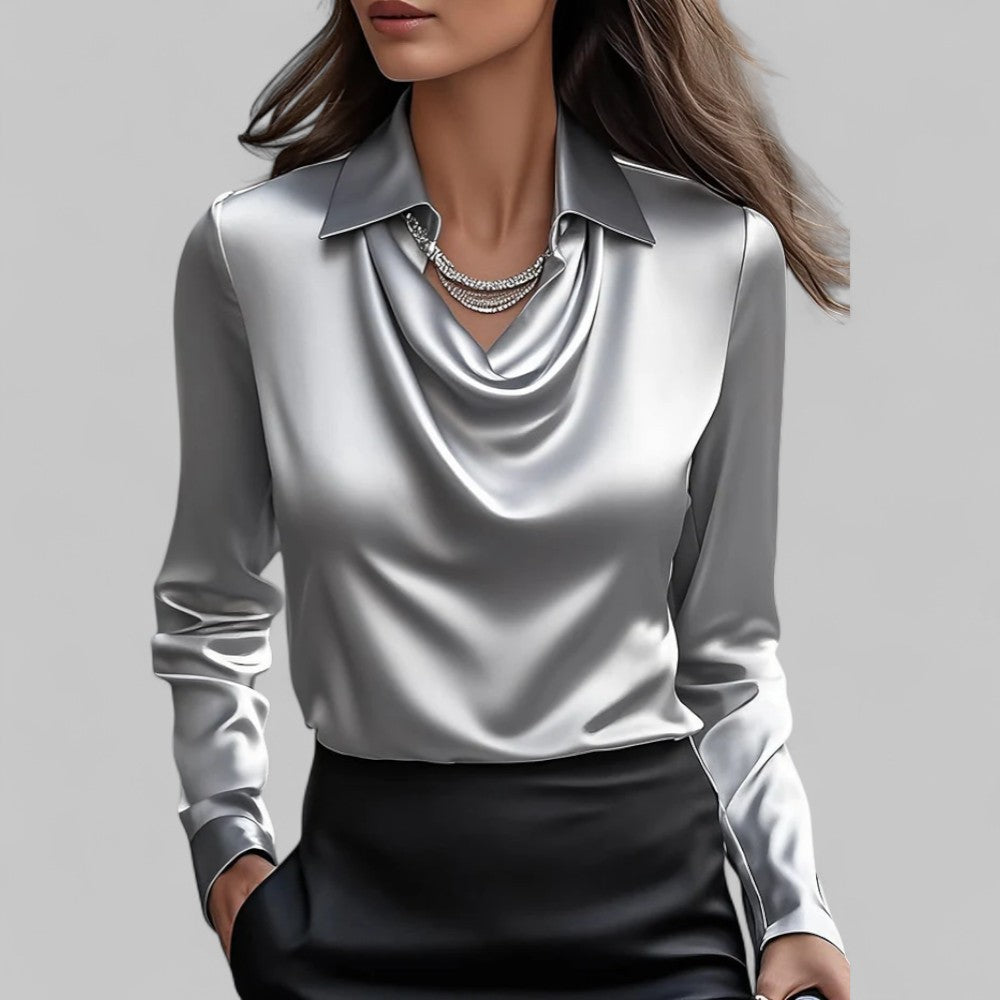 Scarlett | Women’s Elegant Long Sleeve Satin Blouse - Image 2