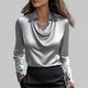 Scarlett | Women’s Elegant Long Sleeve Satin Blouse - Image 2