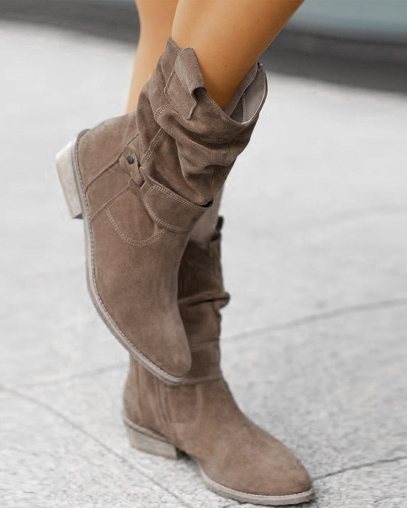 Women's ankle boots with wrap straps and low heels