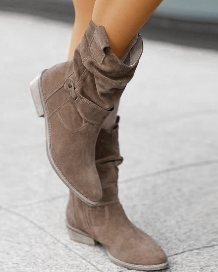 Women's ankle boots with wrap straps and low heels