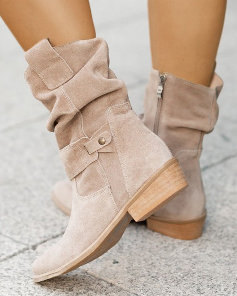 Women's ankle boots with wrap straps and low heels