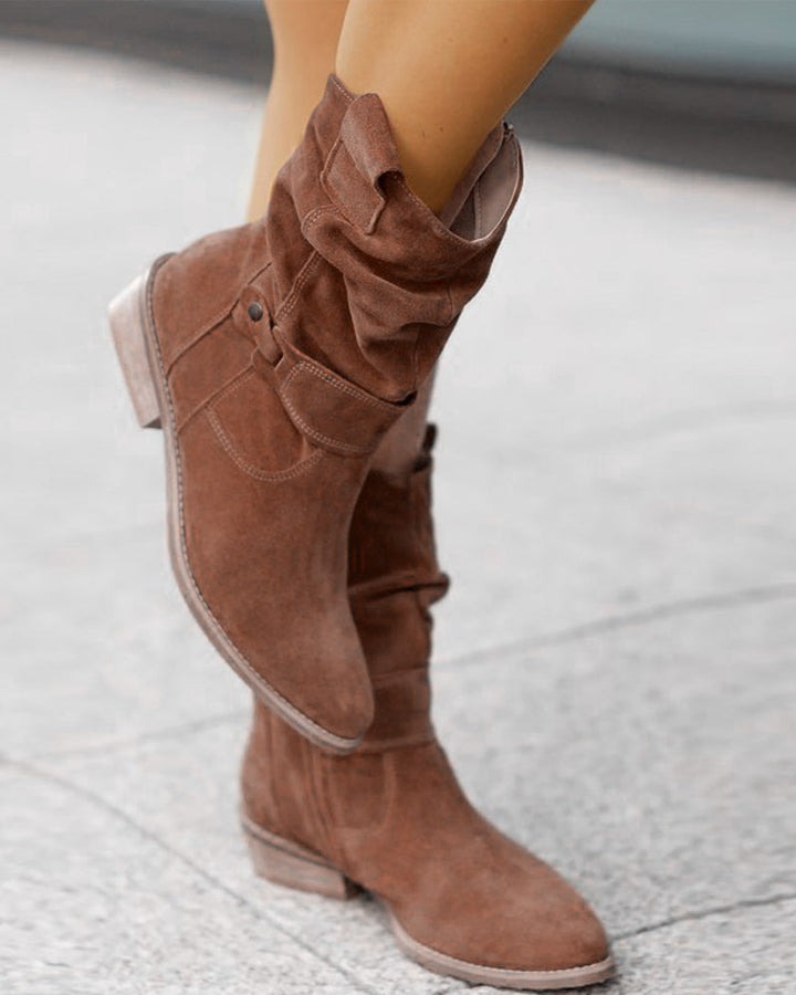 Women's ankle boots with wrap straps and low heels