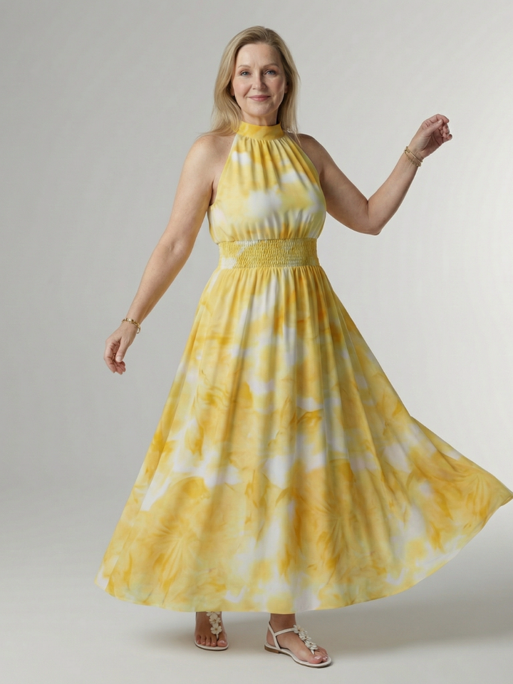 Sylin | Gathered Halter Midi Dress for Women - Image 1