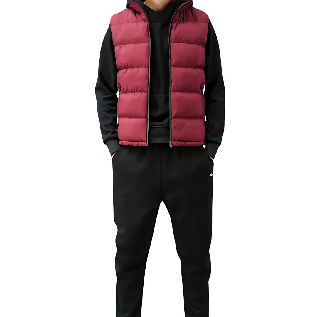 Men's quilted sleeveless puffer gilet with mock neck and zipped pockets